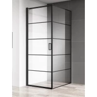 Душевой уголок AQUAme AQM5215-LH-9 90x90 см, профиль черный матовый, стекло прозрачное