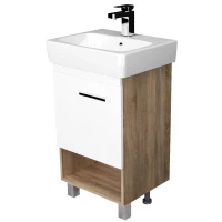Тумба под раковину 1Marka Tera У76065 53,5 см, напольная, белый глянец/дуб сонома