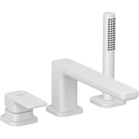 Смеситель на борт ванны Kludi Renon 424485375 с душевым гарнитуром, белый матовый