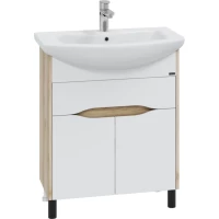 Тумба под раковину Санта Сатурн 700370 65,4 см, напольная, белый глянец/дуб австрийский