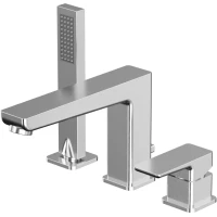 Смеситель на борт ванны Whitecross X X1432NIB с душевым гарнитуром, никель матовый