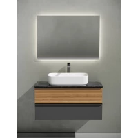 Комплект мебели Sancos Delta DL100GR + TT100A1X + CN5021 + SQ1000 100 см, подвесной, дуб красный/графит матовый