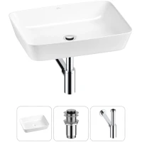 Раковина-чаша Wellsee Cromulent 20213566R 56x40 см, накладная, белый, с донным клапаном и сифоном