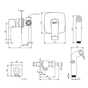 Изображение товара гигиенический душ lemark ursus lm7219bl со смесителем, черный матовый