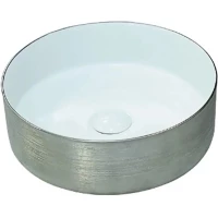 Раковина-чаша CeramaLux C1054-1 36,5x36,5 см, накладная, белый/серебряный