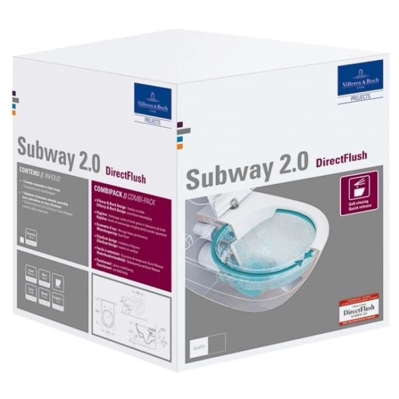 Комплект подвесной унитаз Villeroy & Boch Subway 2.0 5614R2R1 + система инсталляции Geberit 111.362.00.5