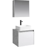 Комплект мебели бетон светлый/белый глянец 61 см Aqwella 5 Stars Mobi MOB0106BS + MOB0706W + 641945 + MOB0406 + MOB0717BS
