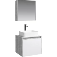 Комплект мебели бетон светлый/белый глянец 61 см Aqwella 5 Stars Mobi MOB0106BS + MOB0706W + 641945 + MOB0406 + MOB0717BS