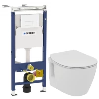 Комплект подвесной унитаз Ideal Standard Connect Space E804601 + E772401 + система инсталляции Geberit 458.125.11.1