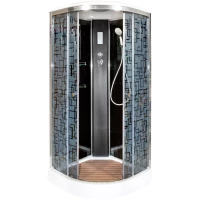 Душевая кабина 100x100x220 см Deto BM1510ELBLACK матовое с прозрачным узором