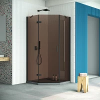 Душевой уголок Vegas Glass AFA-Pen Retta 90 02M 05 L 90x90 см L, профиль черный матовый, стекло бронза