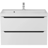 Тумба с раковиной Uperwood Tanos 29111020231 80 см, подвесная, белый матовый/графит матовый