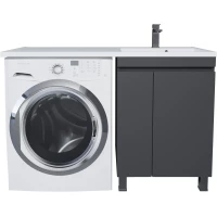 Тумба с раковиной Uperwood Magenta 52930205158 120 см R, напольная, над стиральной машиной, черный матовый