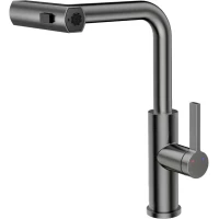 Смеситель для кухни Rush Tinos TI3732-18Grey с выдвижным изливом, серый графит