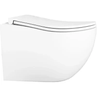 Унитаз подвесной D&K Munchen DT1566516 безободковый, торнадо, с сиденьем микролифт, белый