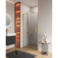 Душевая дверь Cezares Slider SLIDER-B-1-90/100-C-BORO 90-100 см, профиль золотой матовый, стекло прозрачное