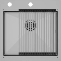 Кухонная мойка Paulmark Kroner-Pro PM705151-BS+R405-BS 51x51 см, нержавеющая сталь