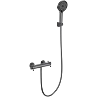 Термостат для душа Wonzon & Woghand Strato WW-B2048-A-BGG с душевым гарнитуром, темный графит матовый