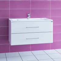 Тумба с раковиной белый глянец 89,7 см Санта Омега 207041 + ELEN90