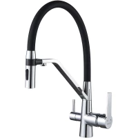 Смеситель для кухни Shevanik S278 с подключением к фильтру, гибким изливом, хром