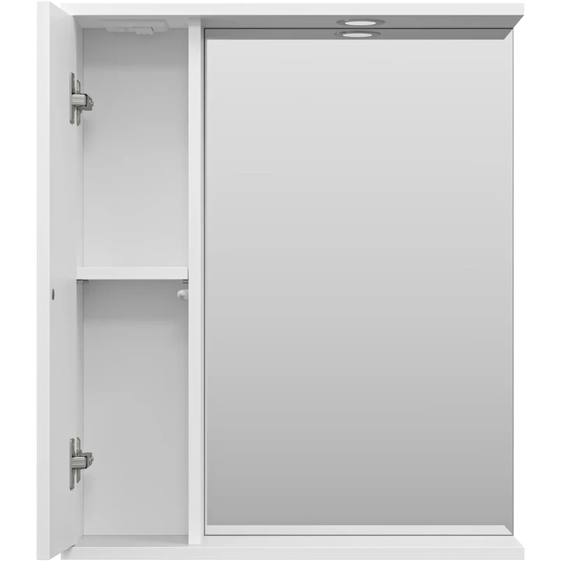 Зеркальный шкаф Misty Лира П-Лир04060-013Л 60x72 см L, с подсветкой, выключателем, белый глянец/белый матовый