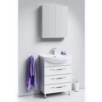 Комплект мебели белый глянец 66 см Aqwella Allegro Agr.01.06/3 + 4620008192475 + MC.04.06