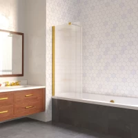 Шторка на ванну Vegas Glass EV LUX ST 76 09 Moru L 76 см L, профиль золотой, стекло рифленое
