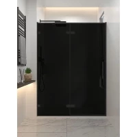 Душевая дверь Veconi Premium Alassio AL-150-11-BB-C4 150 см, профиль черный матовый, стекло черное