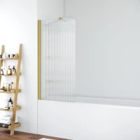 Шторка на ванну Vegas Glass EV ST NOVO 76 03 Moru L 76 см L, профиль золотой матовый, стекло рифленое