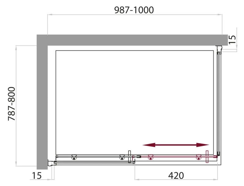 Душевой уголок 100x80 см BelBagno UNO-AH-1-100/80-P-Cr текстурное стекло