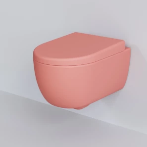 Изображение товара унитаз подвесной ambassador abner 103t20901r-102t20901 безободковый, с сиденьем микролифт, розовый матовый