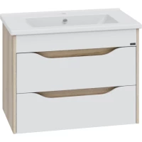 Тумба под раковину Санта Сатурн 700371 72 см, подвесная, белый глянец/дуб австрийский