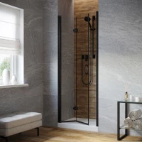 Душевая дверь Vegas Glass GPS LUX 90 02M 02 L 90 см L, профиль черный матовый, стекло шиншилла