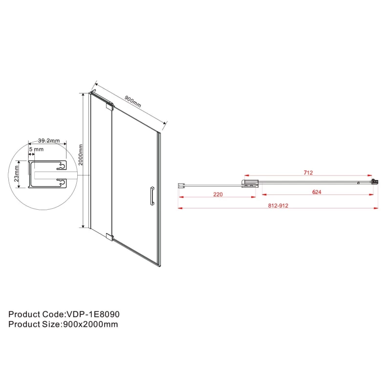 Душевая дверь 81,2-90 см Vincea Extra VDP-1E8090CL прозрачное Душевая дверь 81,2-90 см Vincea Extra VDP-1E8090CL прозрачное