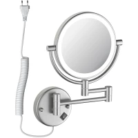 Зеркало косметическое Timo Saona 13376/13 с 5x увеличением, настенное, с подсветкой, выключателем, никель матовый