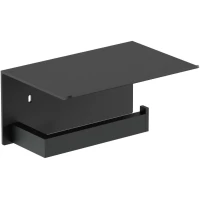 Держатель туалетной бумаги Nofer Corinto 16878.N с полкой для телефона, черный матовый