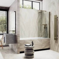 Шторка на ванну MaybahGlass MGV-782-2 70 см, профиль бронза матовая, стекло прозрачное