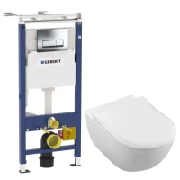 Комплект подвесной унитаз Villeroy & Boch Subway 2.0 5614R2R1 + система инсталляции Geberit 458.125.21.1