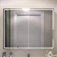 Зеркальный шкаф Vigo Geometry Comfort 222 99,6x79 см, с LED-подсветкой, сенсорным выключателем, антизапотеванием, белый матовый