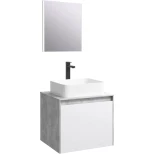 Комплект мебели бетон светлый/белый глянец 61 см Aqwella 5 Stars Mobi MOB0106BS + MOB0706W + 641945 + SM0206