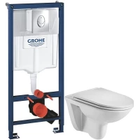 Комплект подвесной унитаз WeltWasser Baarbach 004GL-WT 10000003811 + система инсталляции Grohe 38721001