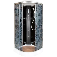 Душевая кабина 100x100x220 см Deto BM1510GM+ELBLACK матовое с прозрачным узором