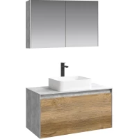 Комплект мебели бетон светлый/дуб балтийский 100 см Aqwella 5 Stars Mobi MOB0110BS + MOB0710DB + 641945 + MOB0410 + MOB0717BS