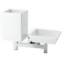 Стакан для зубных щеток с мыльницей Stil Haus Urania U14(08-BI) настенный, хром/белый