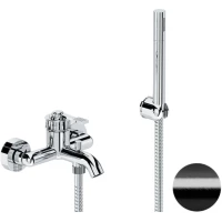 Смеситель для ванны Remer Atelier AL02CFP с душевым гарнитуром, черный хром матовый