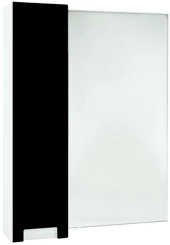 Зеркальный шкаф 68x80 см черный глянец/белый глянец L Bellezza Пегас 4610411002041 зеркальный шкаф 68x80 см глянец белый глянец r bellezza пегас 4610411001044