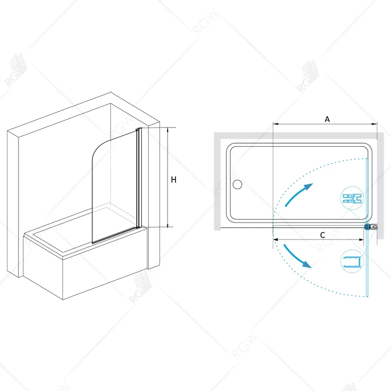 Шторка для ванны 80 см RGW SC-09-B Screens 06110908-14 прозрачное