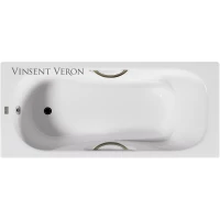 Ванна чугунная Vinsent Veron Aura VAU1507542H/VH0015BR 150x75 см, с ручками, белый