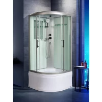 Душевая кабина WeltWasser Halle 1002 10000003243 100x100x217 см, с крышей, высокий поддон, профиль матовый хром, стекло прозрачное