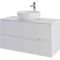 Тумба с раковиной Orange Line Li-100TuwMDF+B07-420W 100,4 см, подвесная, со столешницей, белый матовый